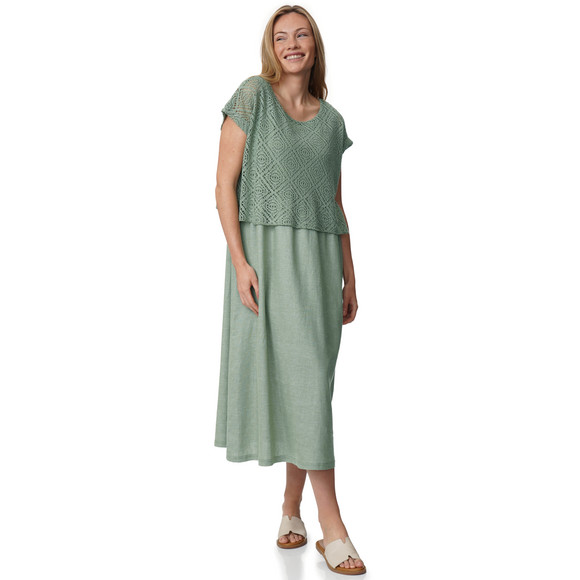 Gina Benotti Damen Leinen-Kleid mit Häkeloberteil