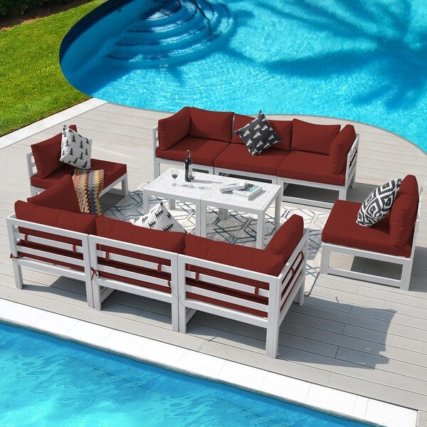 Nicesoul White Aluminum Modern Patio Furniture Sectional Sofa Set with Cushion