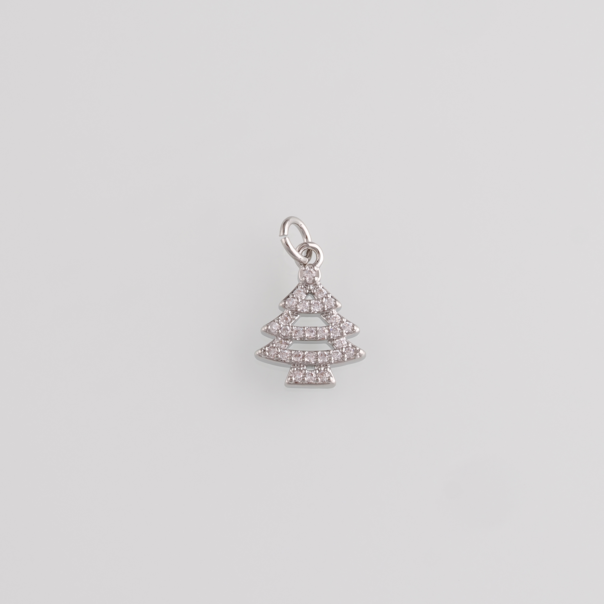 18K Gold Filled Christmas Tree Pendant,CZ Micro Pave Christmas Charm Earrings Necklace for DIY Jewelry Making Supply