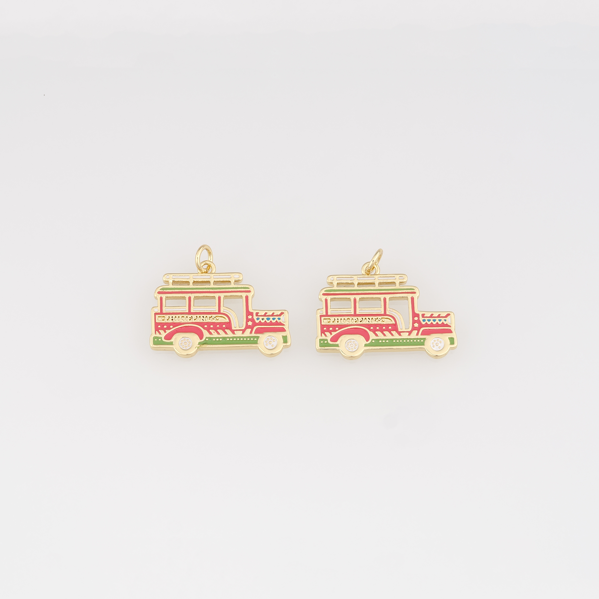 18K Gold Filled Car Pendant,Enamel Caravan Charm Earrings Necklace for DIY Jewelry Making Supply