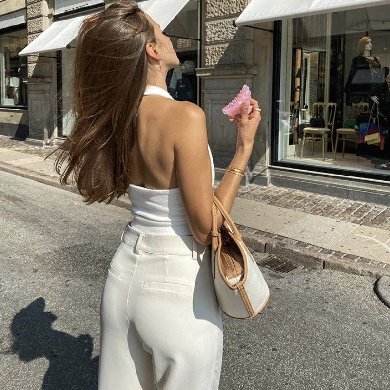 Halter Rib Crop Tank TopClistos