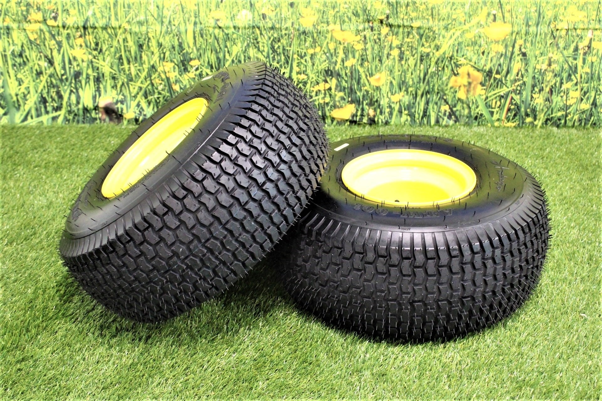 AntTire and Wheel (Set of 2) 20×8.00-8 John Deere Yellow Tires and Wheels 4 Ply for Lawn and Garden Mower Turf Tires