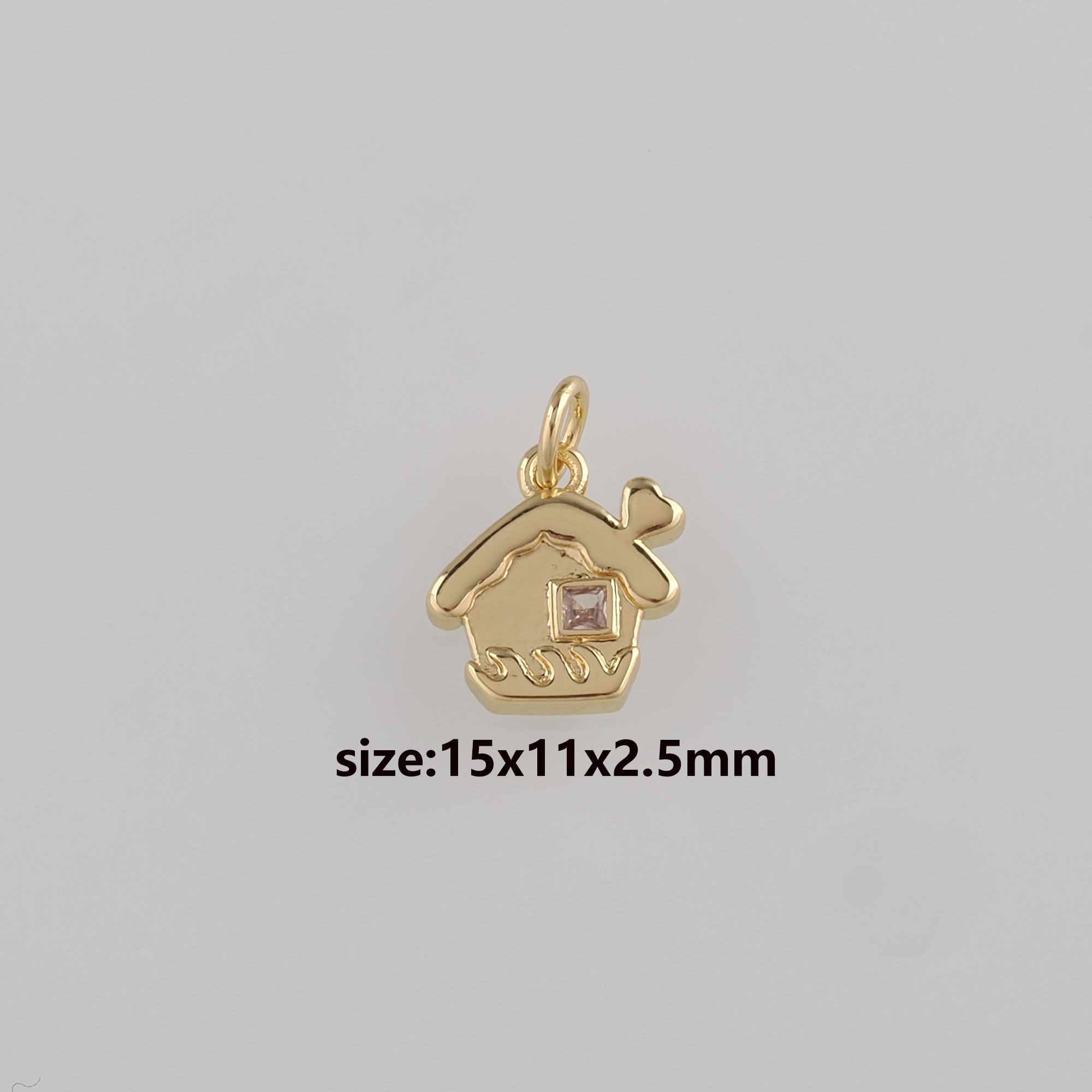 18K Gold Filled Home Pendant,Home Charm Earrings Necklace for DIY Jewelry Making Supply