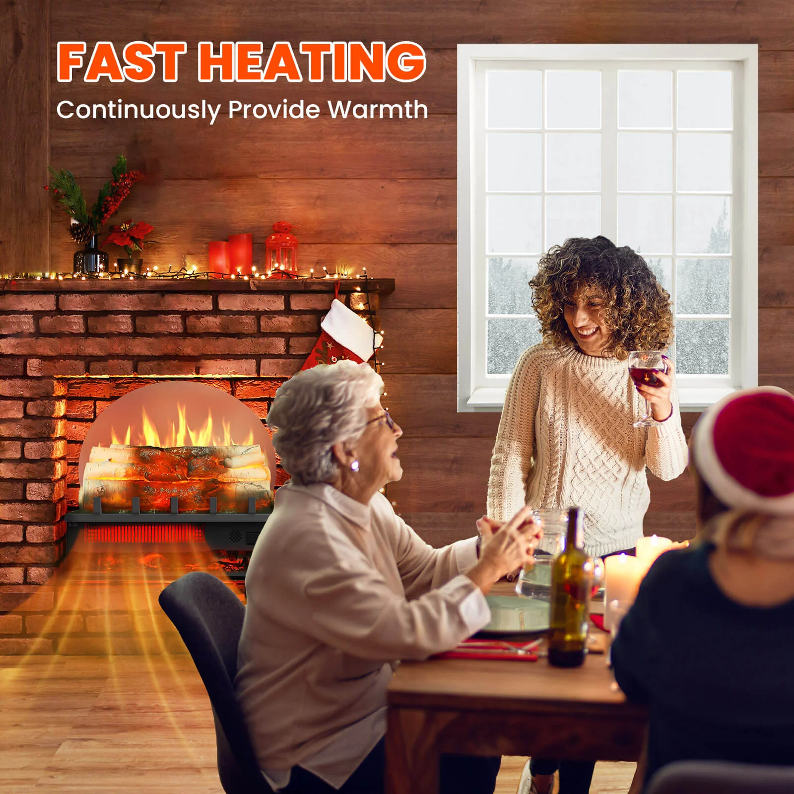 Electric Fireplace Log Heater with Infrared Flames L360CP