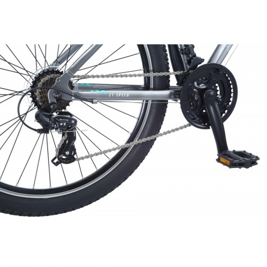 Sidewinder Mountain Bike, 26-inch wheels, womens frame, silver/blue