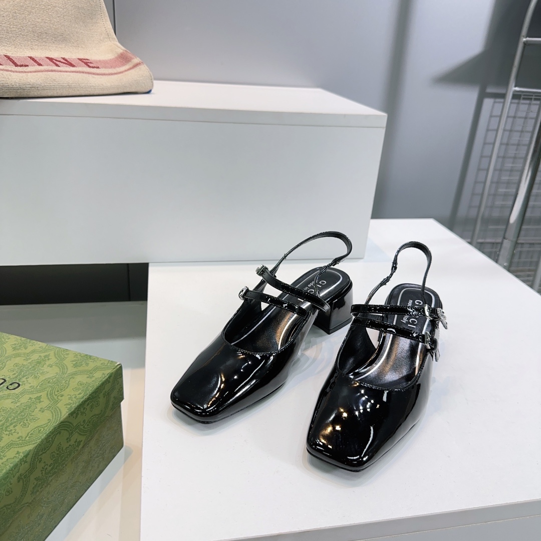 Gucci patent leather block-heeled sandals are top-quality - cnluxepick