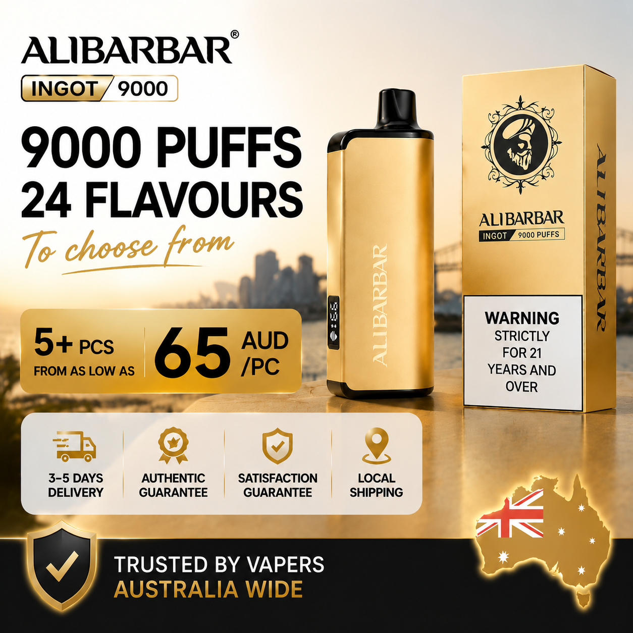 ALIBARBAR INGOT 9000 Disposable Vape/5 or more units, as low as 65 AUD per unit