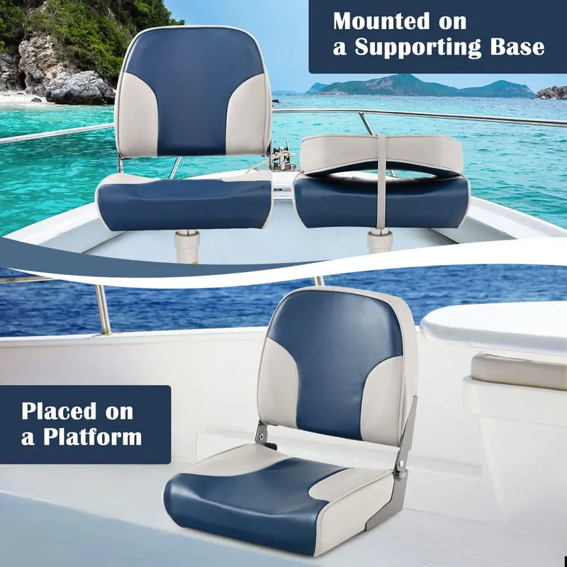 Twin Pack Low-Back Folding Boat Seats – Marine-Grade Aluminum & Stainless Hardware