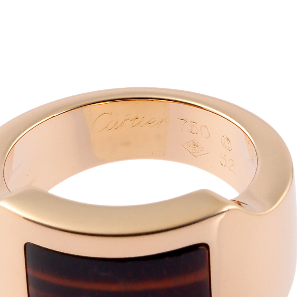 Cartier Santos Dumont Ring 18K Rose Gold Tiger Eye