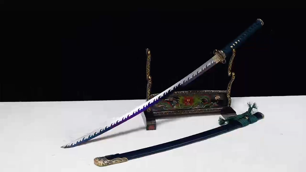 Handmade Japanese Katana 9260 Spring Steel Purple Blade Full Tang