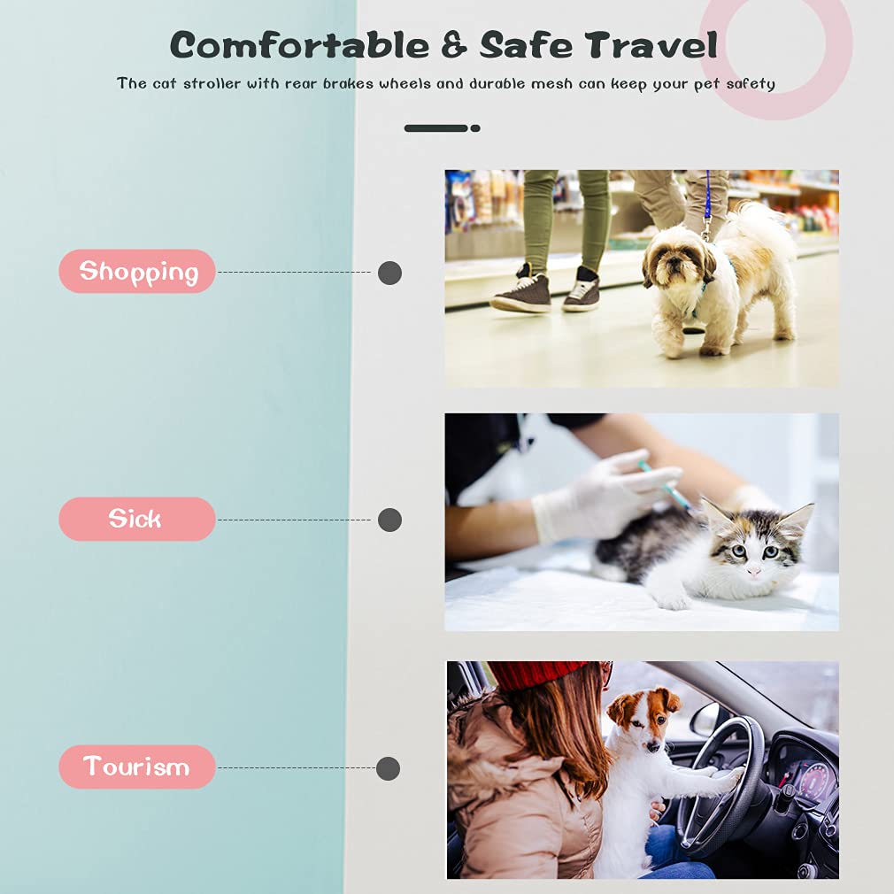 BestPet 3 Wheel Collapsible Pet Stroller,Purple