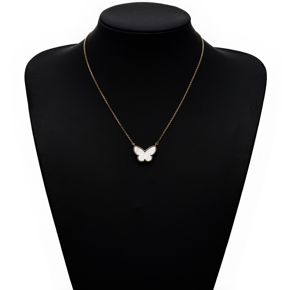 Van Cleef & Arpels Lucky Alhambra Papillon Necklace 18K Yellow Gold Mother of Pearl VCARD99500