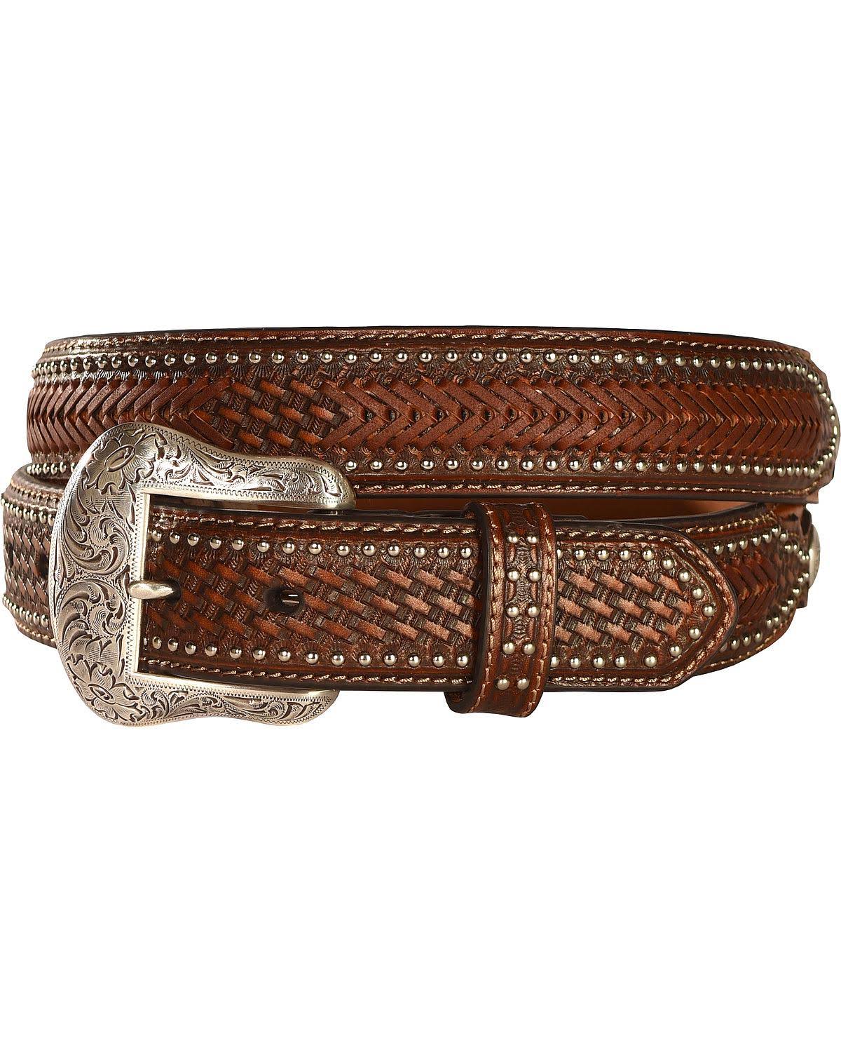 Nocona Western Belt Mens Leather Ostrich Overlay N2491808