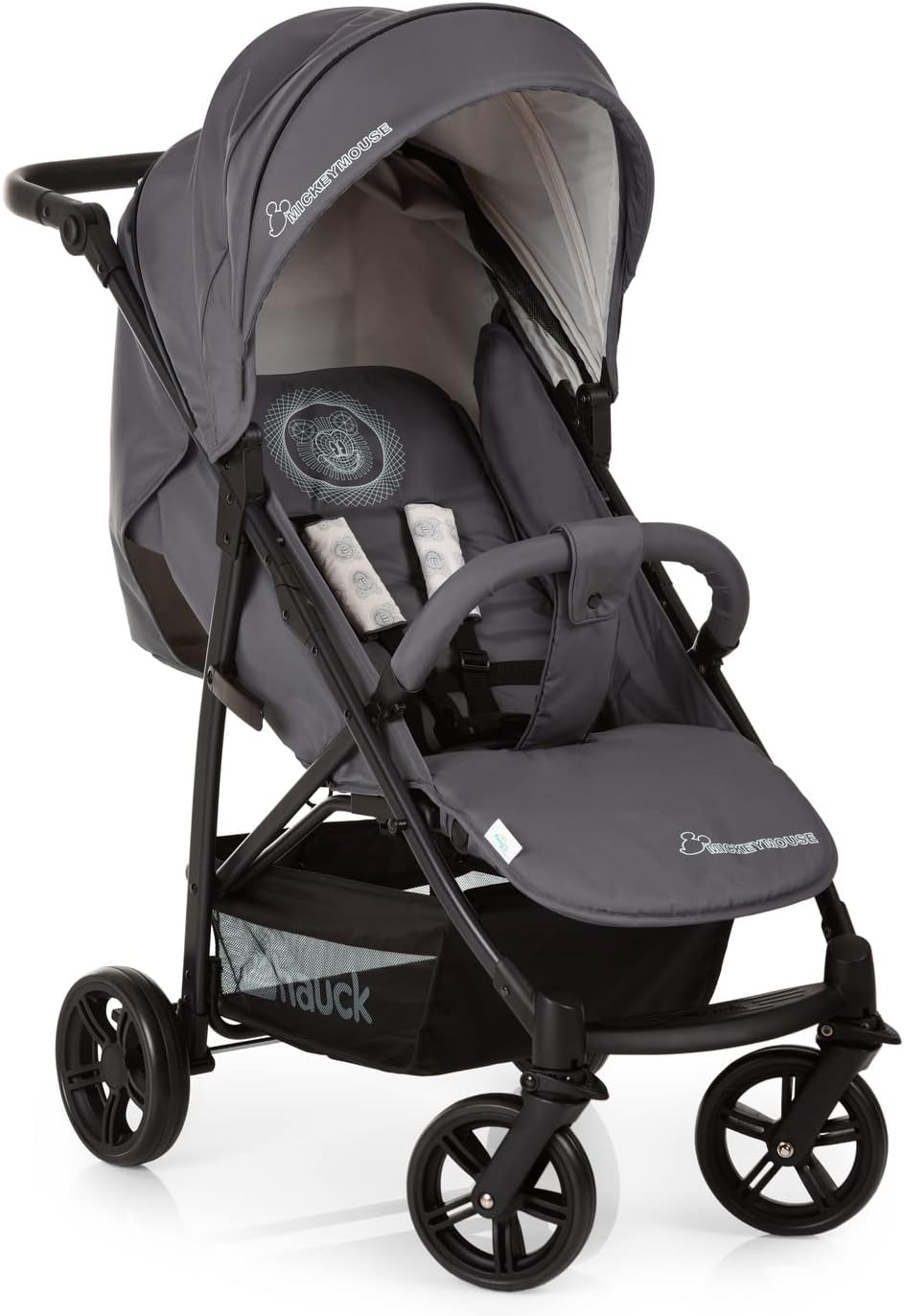 4X Carrito Bebe, desde el Nacimiento hasta 25 kg, Silla de Paseo Ligera, Silla Bebe, Reclinable, Plegable, Compacta, Mickey Mouse Gris