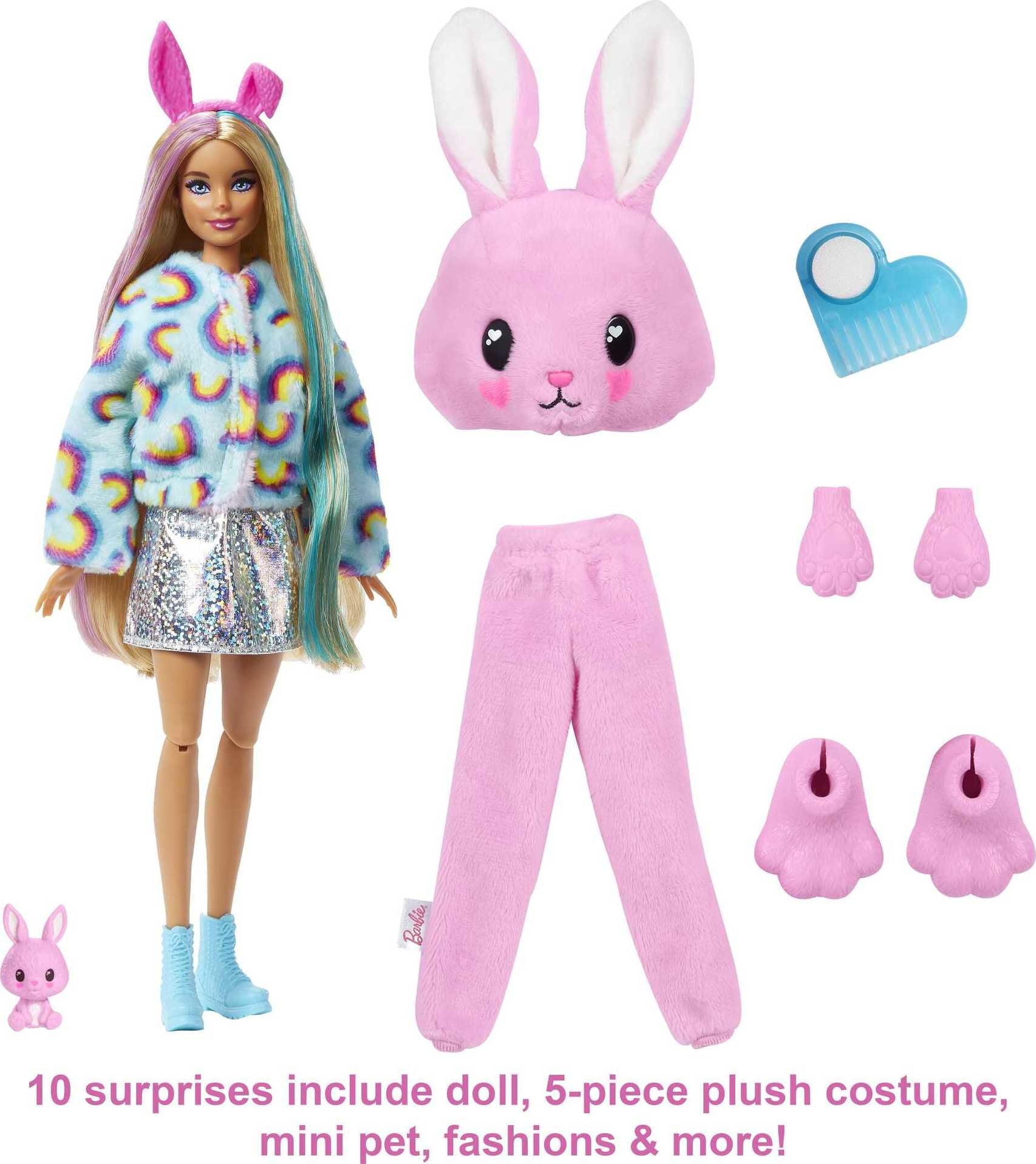 Barbie Cutie Reveal Fashion Doll with Bunny Plush Costume, Mini Pet & Accessories