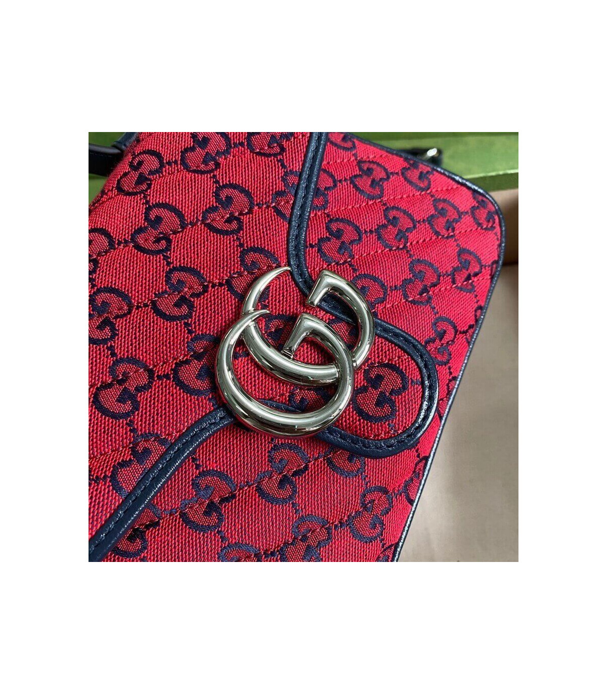 Gucci GG Marmont Multicolour Mini Top Handle Bag Red