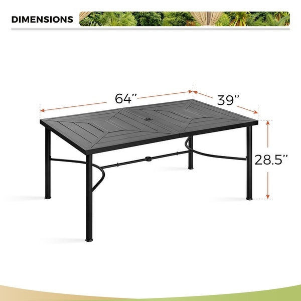 7Piece Patio Dining Sets ,6 Textilene Fabirc Chairs and 1 Metal Table with 2.1'' Umbrella Hole