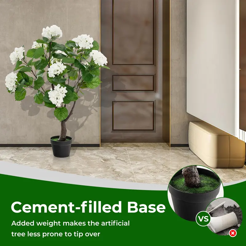 Set of 2 Artificial Hydrangea Trees – Lifelike 11-Bloom Arrangements in Plastic Nursery Pots