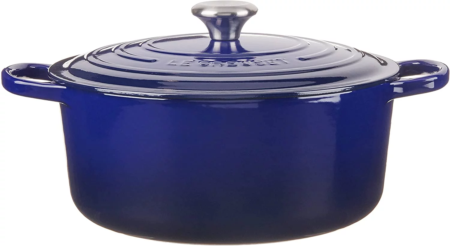 L Crst Enameled Cast Iron Signature Round Dutch Oven, 7.25 qt., Indigo
