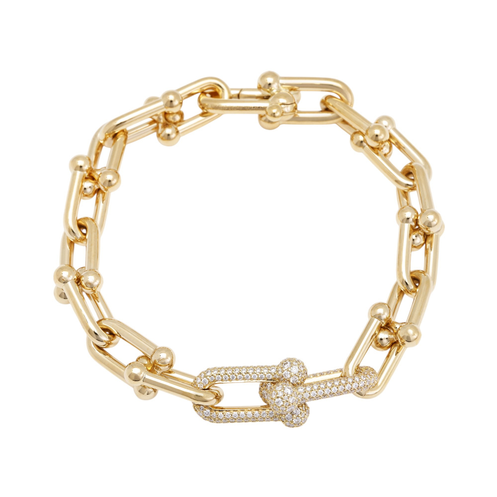 Tiffany & Co. Hardware Link Diamond Bracelet 18K Yellow Gold 70751224