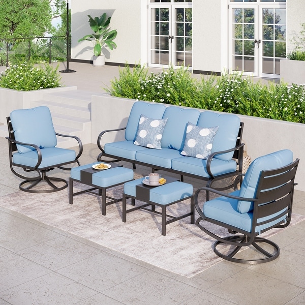 MAISON ARTS 5/7Seat Patio Conversation Set,Sofa Set with 2 x Single Sofa Chairs,1 x 3seater Sofa and Coffee Table/Ottomans