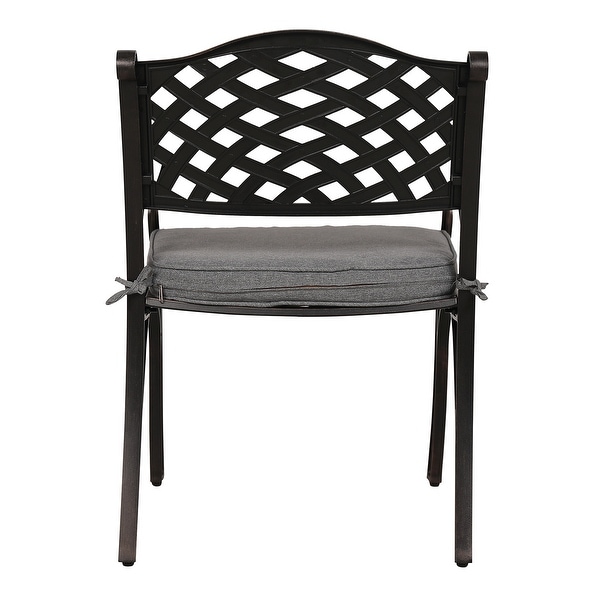Patio Aluminum 3Piece Bistro set Cushioned Armchair and Table with Umbrella Hole