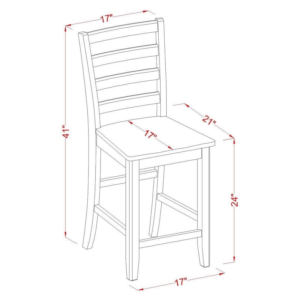 East West Furniture 3 PC Counter Height set-pub Table and 2 Kitchen Bar Stool Edfa3-blk-w