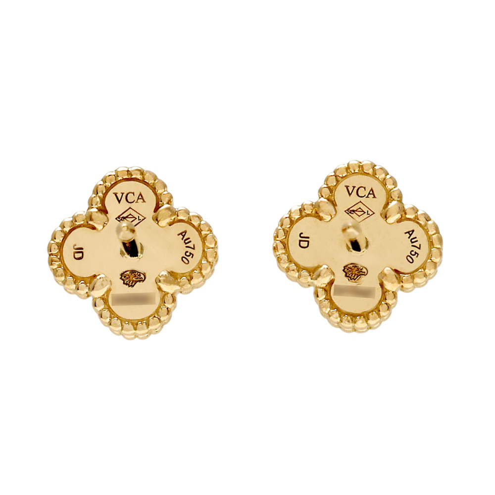 Van Cleef & Arpels Sweet Alhambra Earrings 18K Yellow Gold Onyx VCARA44900