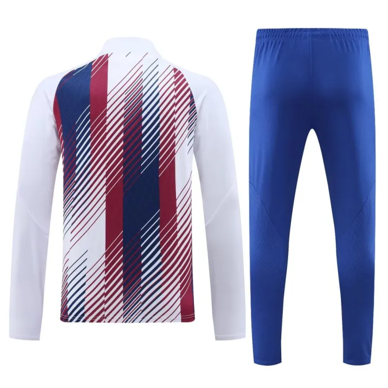 23-24 Barcelona Zipper Sweatshirt Kit(Top+Pants) White