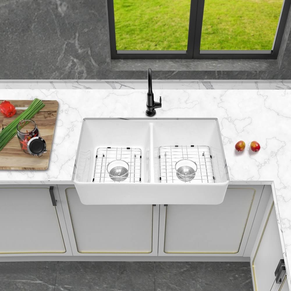 Matrix Decors LMAW32209R2 32x22 L x 20x22 W Farmhouse Kitchen Sink