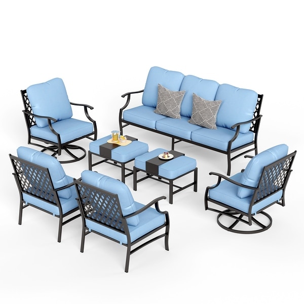 MAISON ARTS 6/7Piece Patio Conversation Sets,Sofa Set with 2/4 x Single Chairs,1 x 3seater Sofa and Coffee Table/Ottomans