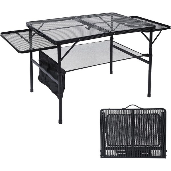 Folding Grill Table,3x2 FT Portable Camping Table,Height Adjustable