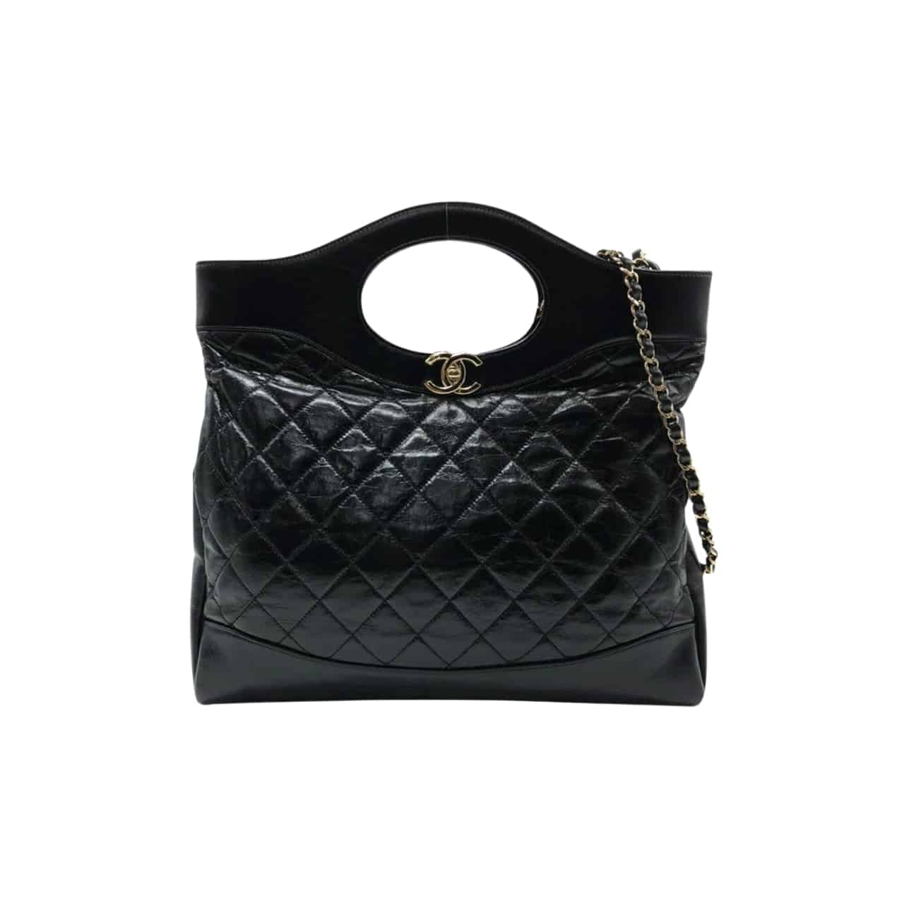 Chanel Vintage Quilted Chain Handle Bag Black 39Cm/15.3in