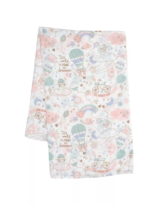 Lambs and Ivy 5 Piece Pink White Bunny Infant Newborn Baby Gift Set w  Swaddle