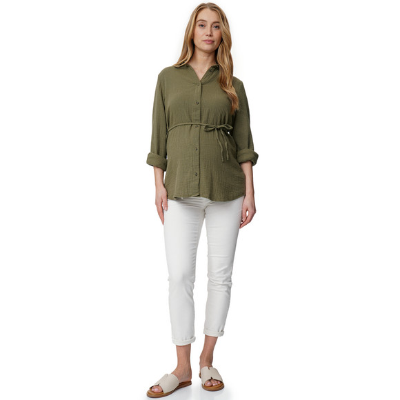 Gina Mama Damen Musselin-Umstandsbluse mit Bindeband