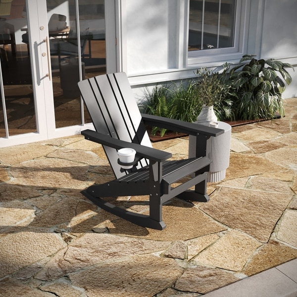AllWeather Rocking Adirondack Chair with Swiveling Cupholder