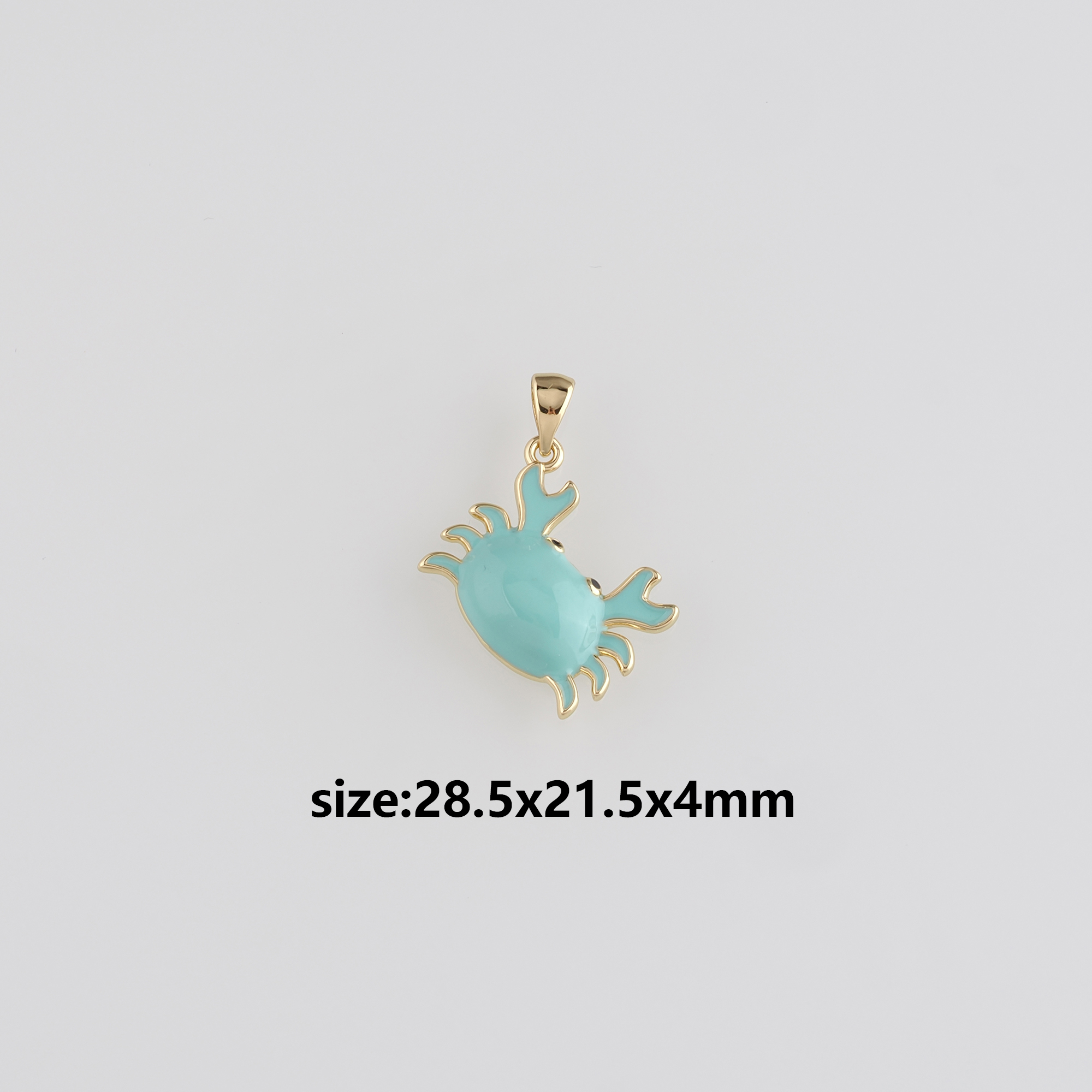 18K Gold Filled Crab Pendant,Enamel Cancer Charm Earrings Necklace for DIY Jewelry Making Supply