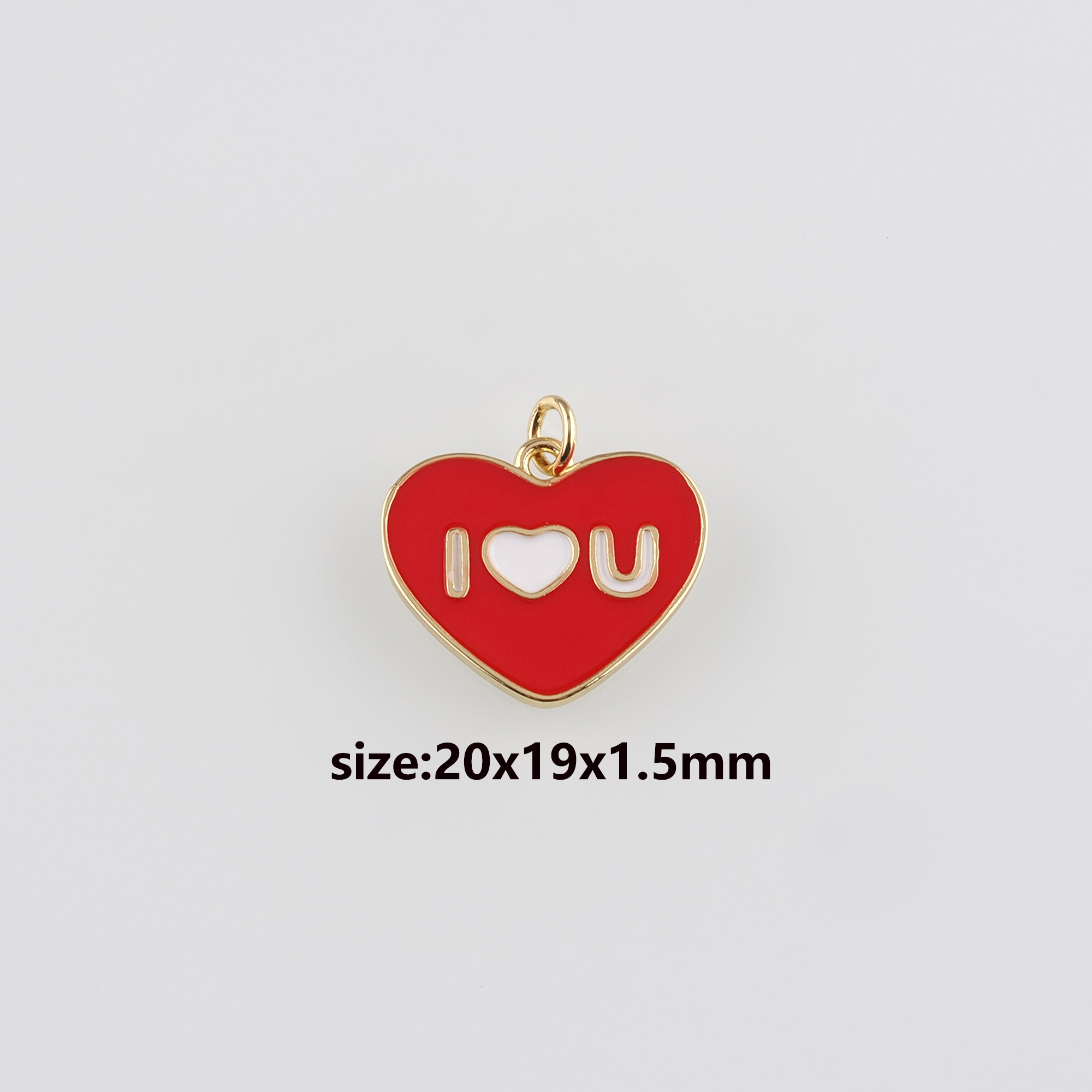 18K Gold Filled Heart Pendant,Enamel Heart Charm Earrings Necklace for DIY Jewelry Making Supply