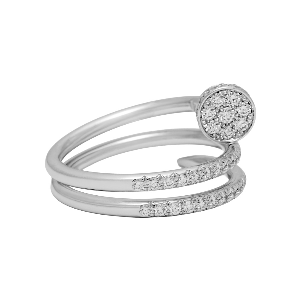 Cartier Juste un Clou Double Semi-pavé Ring 18K White Gold Diamond B4211100