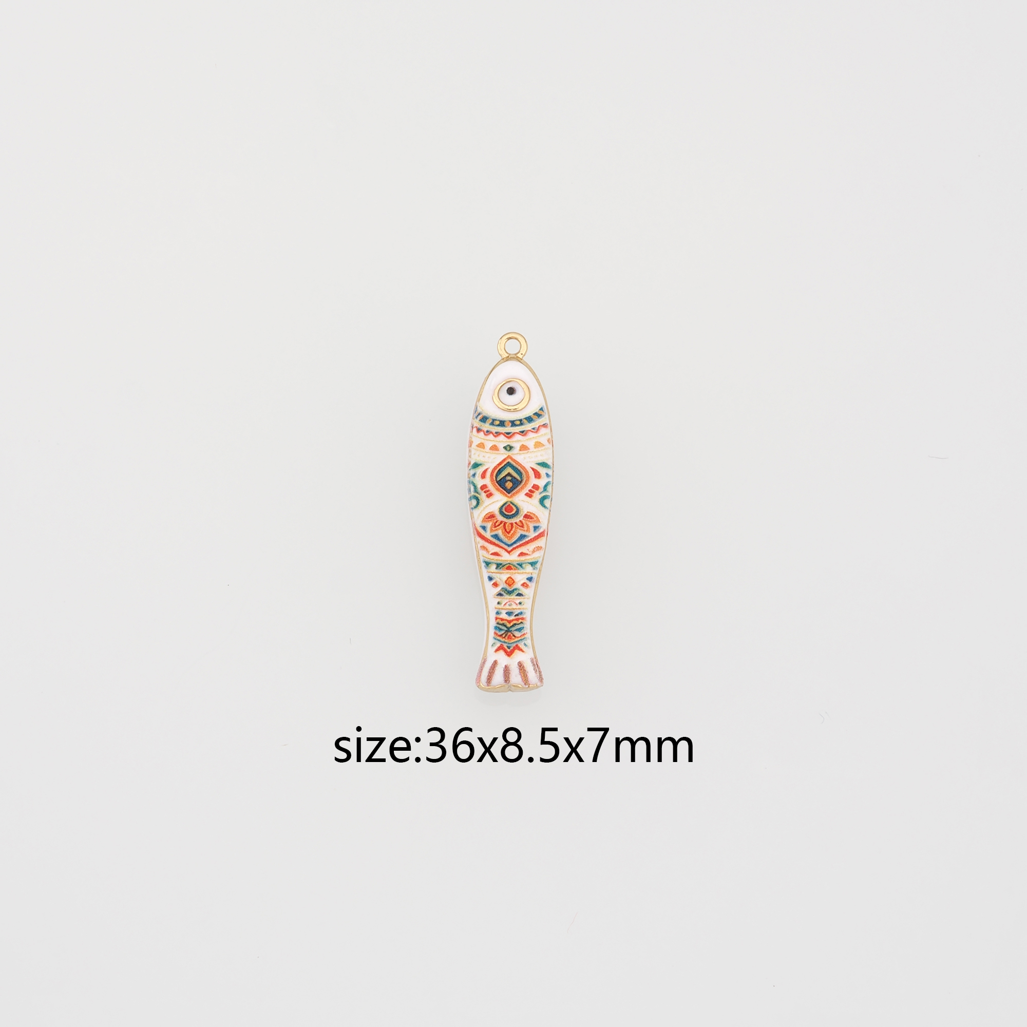 18K Gold Filled Fish Pendant,Enamel Ocean Fish Charm Earrings Necklace for DIY Jewelry Making Supply
