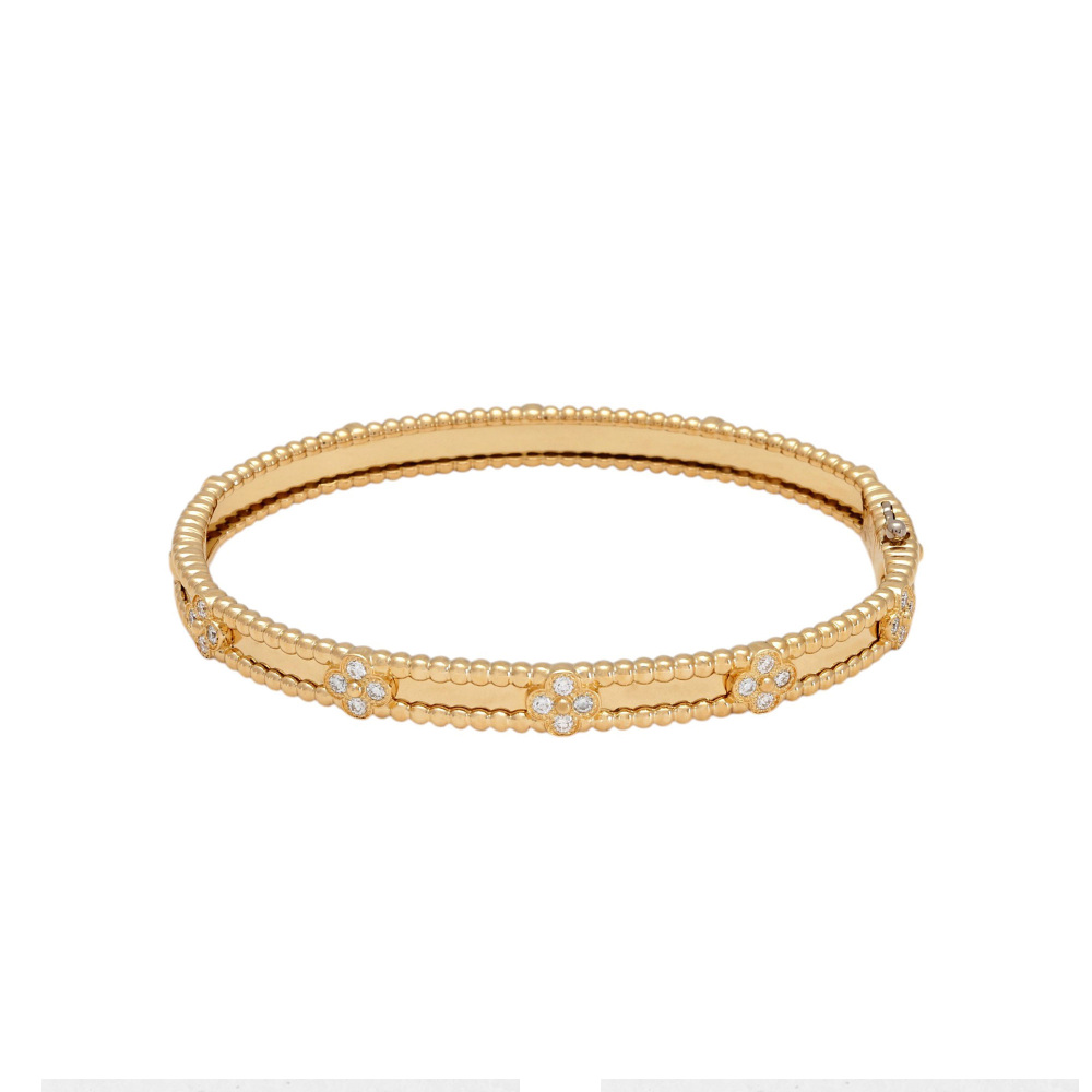 Van Cleef & Arpels Perlet Sweet Clover Bracelet 18K Yellow Gold Diamond VCARP6X600