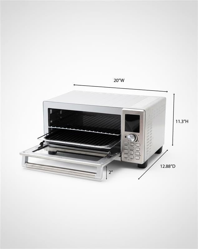 30QT 12-in-1 Air Fryer Toaster Oven, 100% Super Convection, 100 Presets, Smart Probe, 50-500°F, PFAS-Free, Brushed Stainless Steel