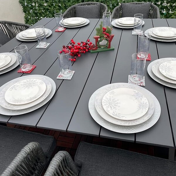 PURPLE LEAF 711 Patio Dining Set,Aluminum Frame Table,Wicker Chairs