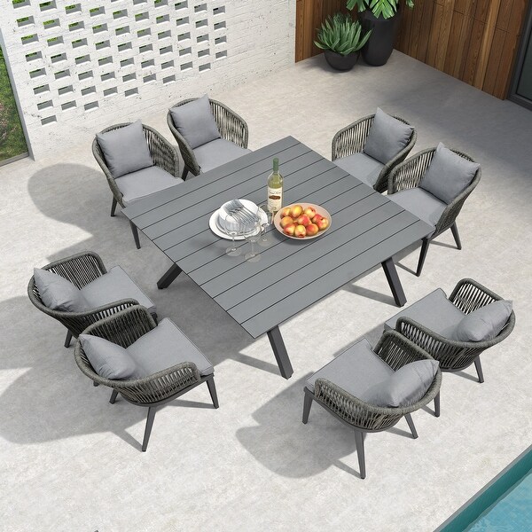PURPLE LEAF 711 Patio Dining Set,Aluminum Frame Table,Wicker Chairs