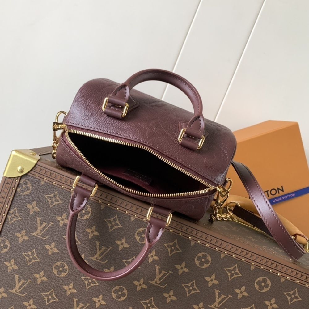 [Premium Quality] – Louis Vuitton Speedy Bandouliere 20 Monogram Empreinte Grenat Red 8.1 Inches M25929