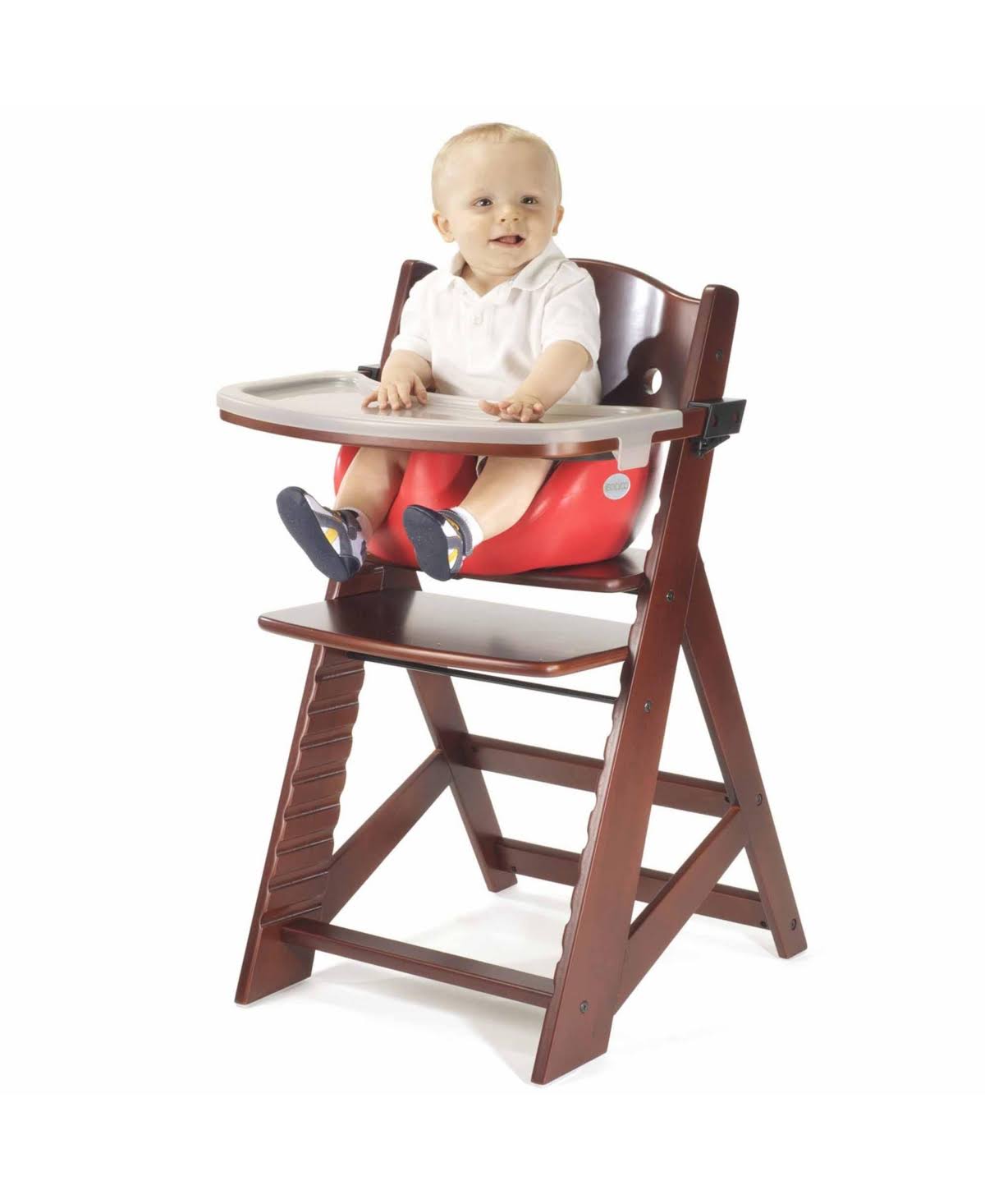 Keekaroo Height Right High Chair with Infant Insert and Tray - Espresso/Aqua