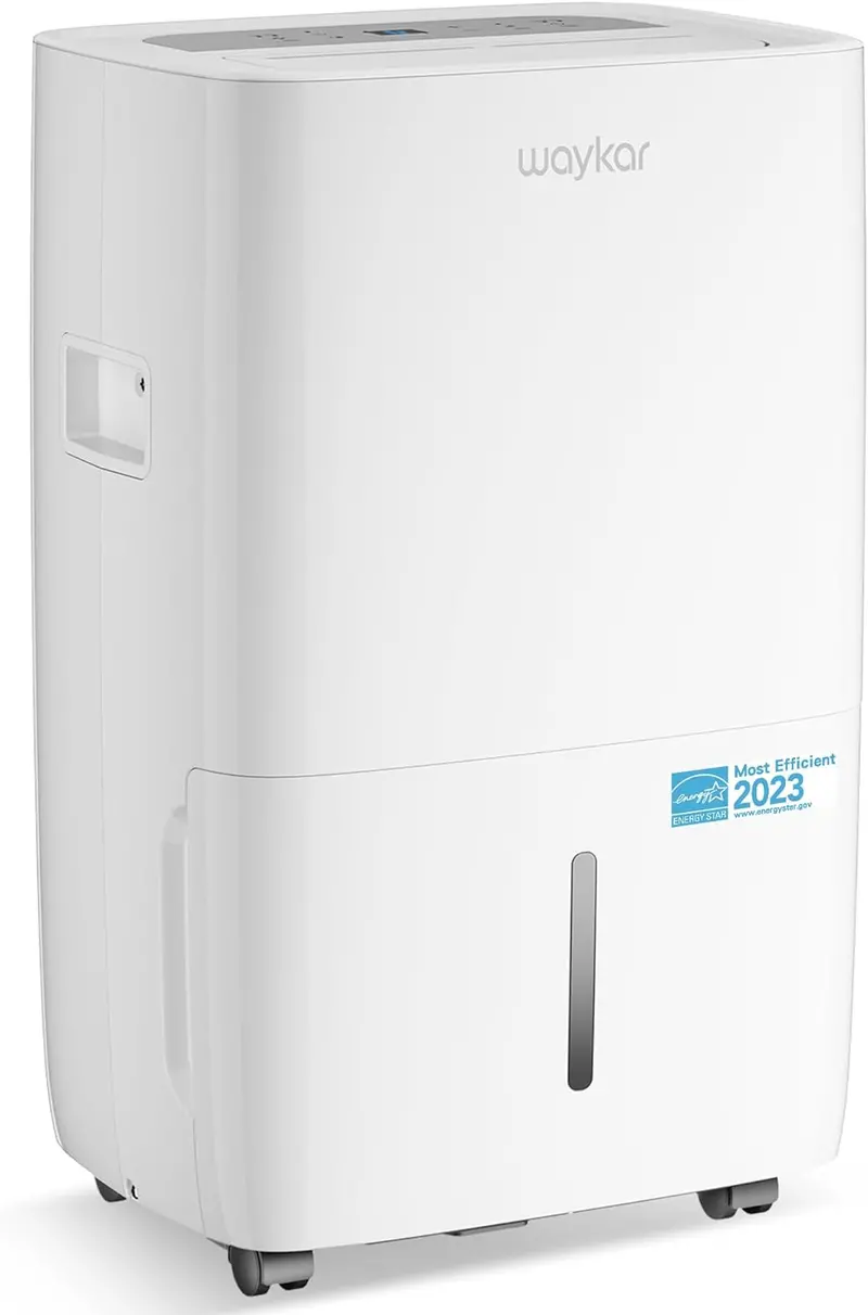 Waykar High-Capacity Dehumidifier – 2,000 Sq. Ft. Coverage with Manual/Auto Drain Options and 0.66-Gallon Removable Tank
