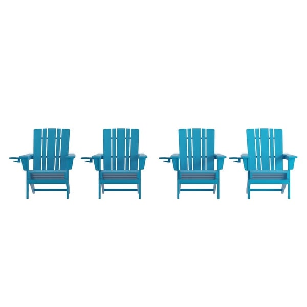 Set of 4 Commercial AllWeather Adirondack Chairs with Cupholders