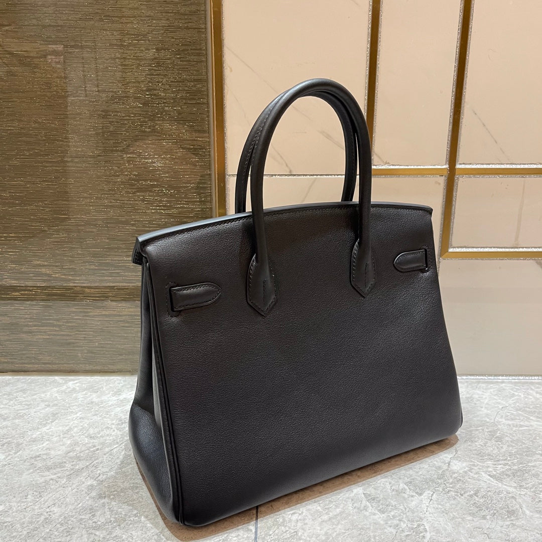 Hermes Birkin 30Cm Black Swift Leather Gold Hardware
