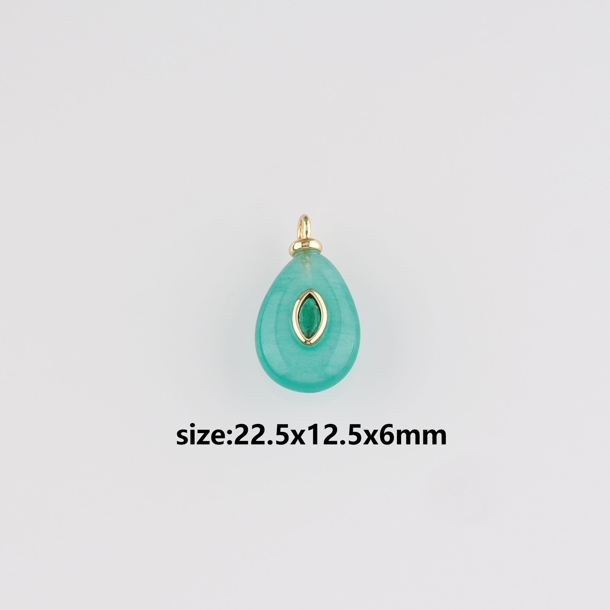 18K Gold Filled Teardrop Pendant,Natural Stone Charm Earrings Necklace for DIY Jewelry Making Supply